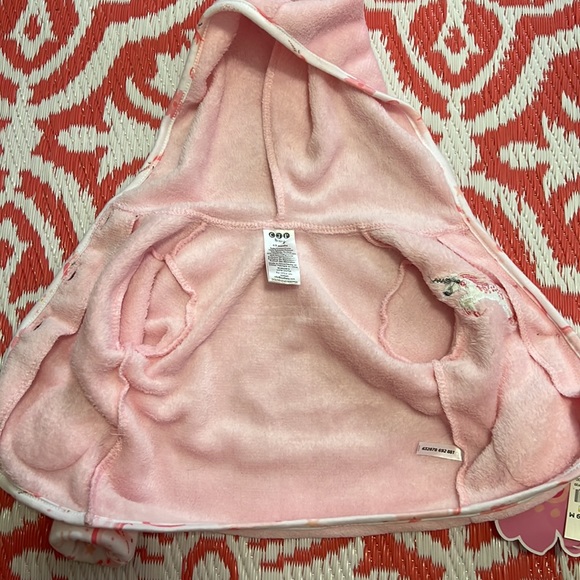 NWT Baby 6/9 months pink button up hooded coat Jacket Unicorn Pink and white - Picture 4 of 10